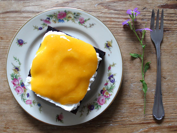 Schokoladige Mango-Schnittchen mit Quark