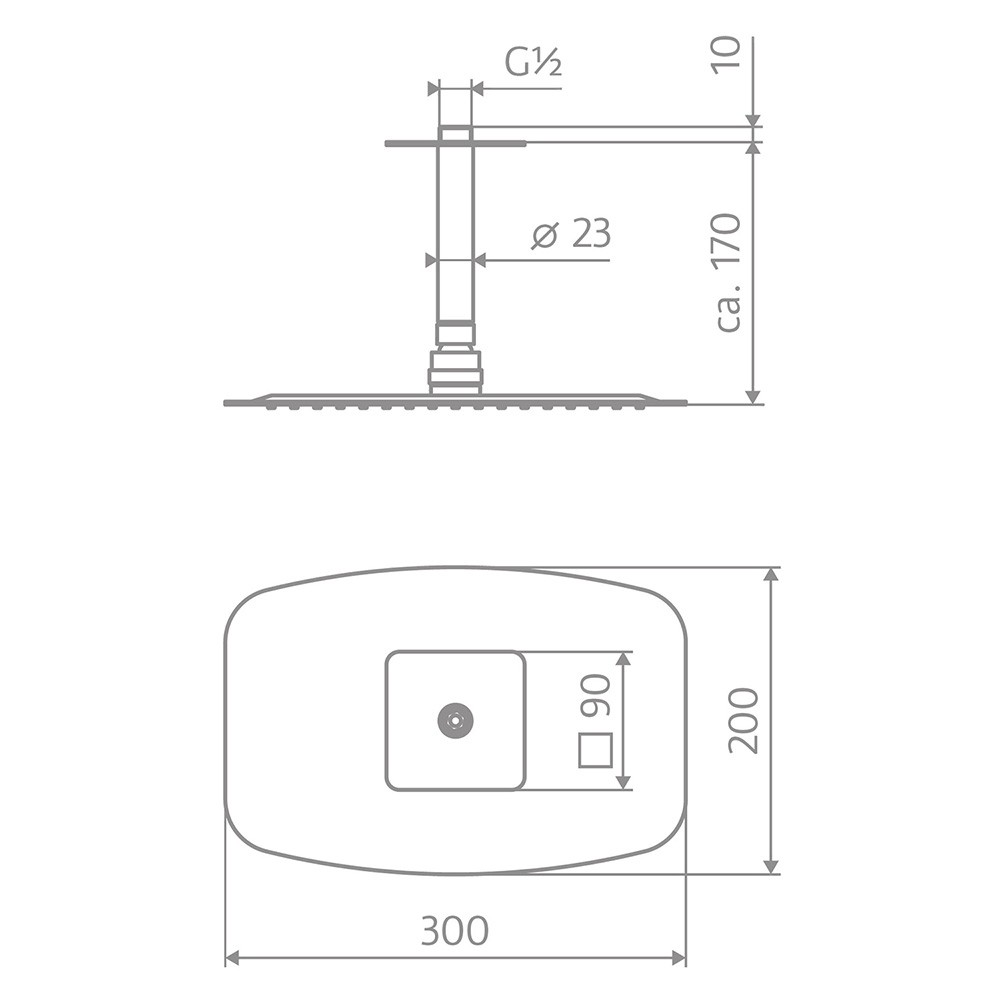 HSK Deckenarm, mit Kopfbrause Softcube