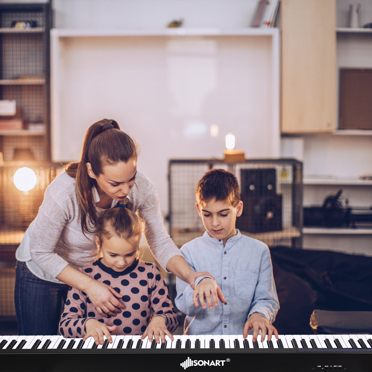 Digitales Piano Keyboard 88 Tasten tragbares elektronisches Musikinstrument Kinderklavier Kinderpiano Schwarz