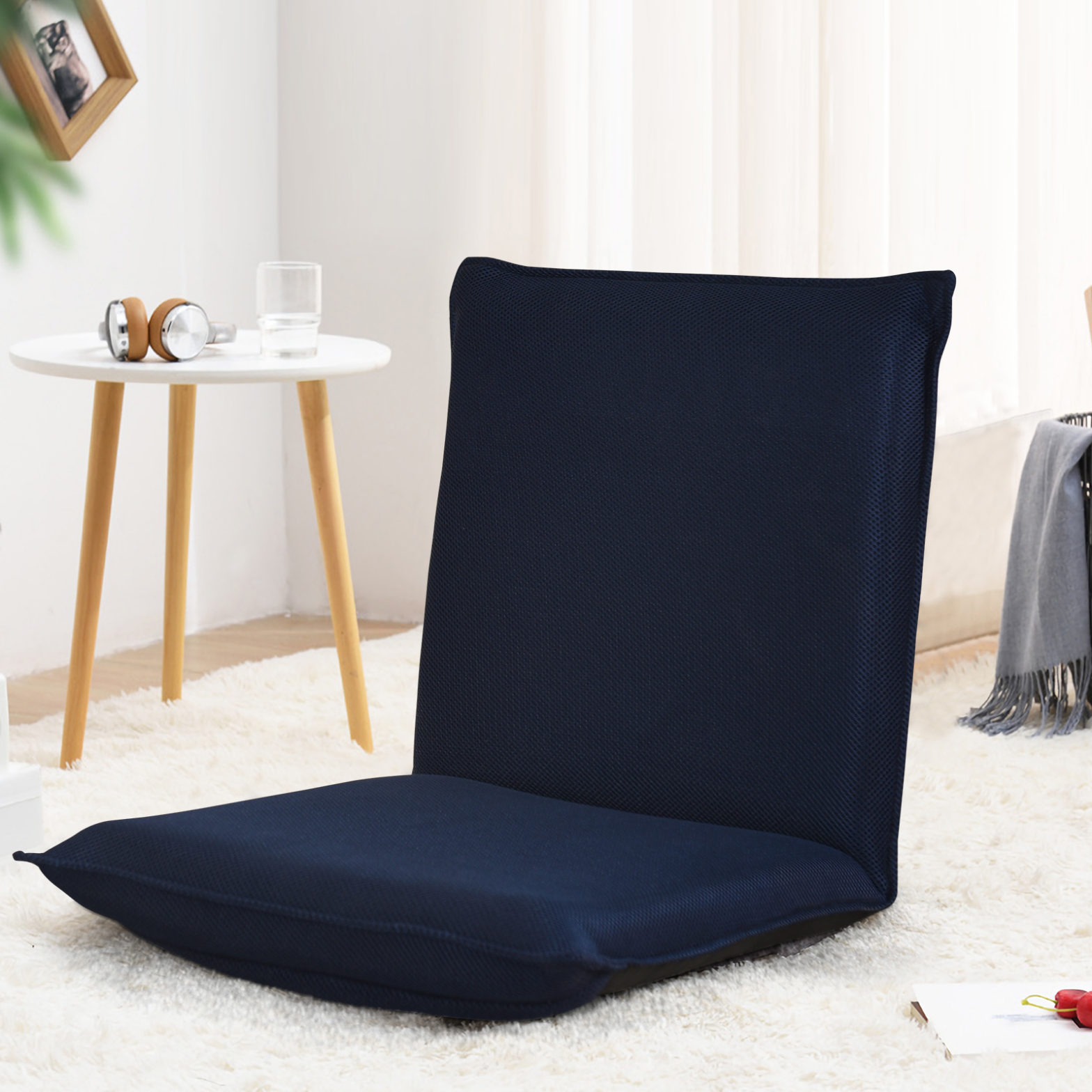 Bodenstuhl Bodensessel Bodensofa verstellbarer Gaming-Stuhl bequeme Rückenlehne Marineblau