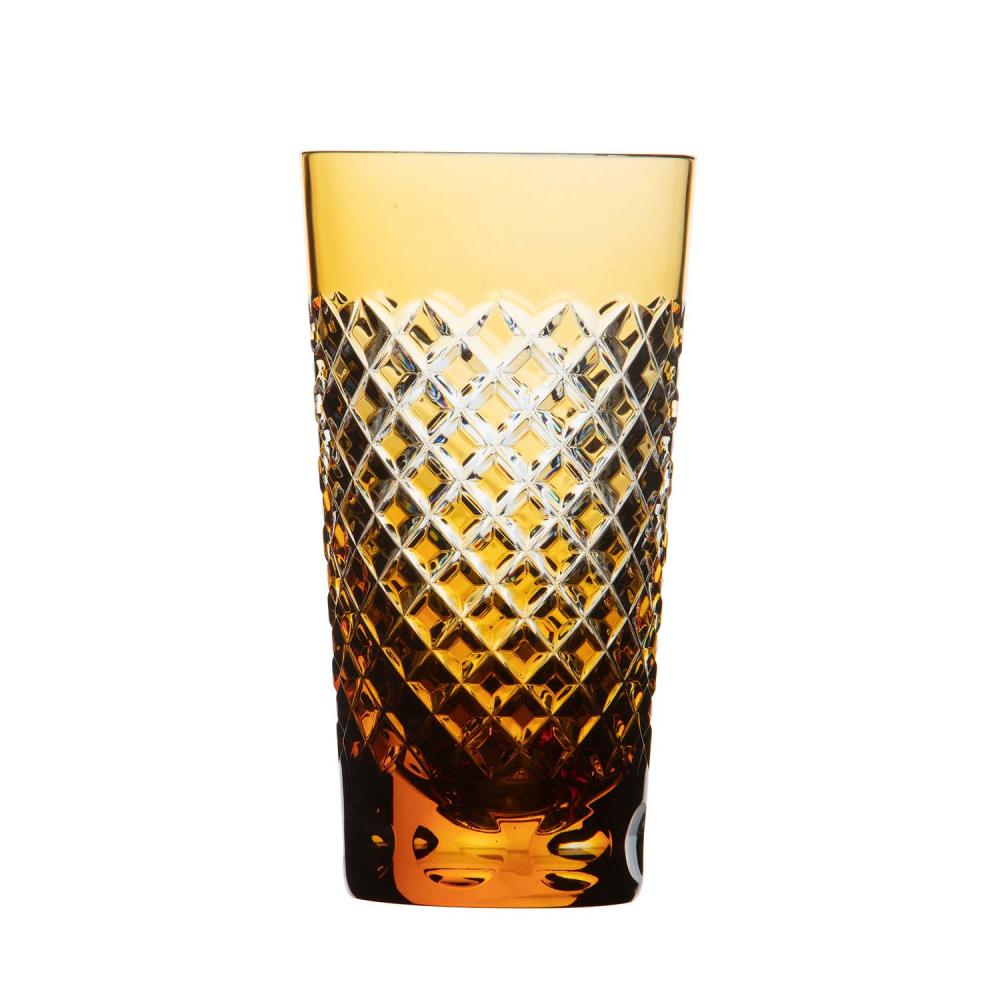 Becher  Kristall Karo amber (14 cm)