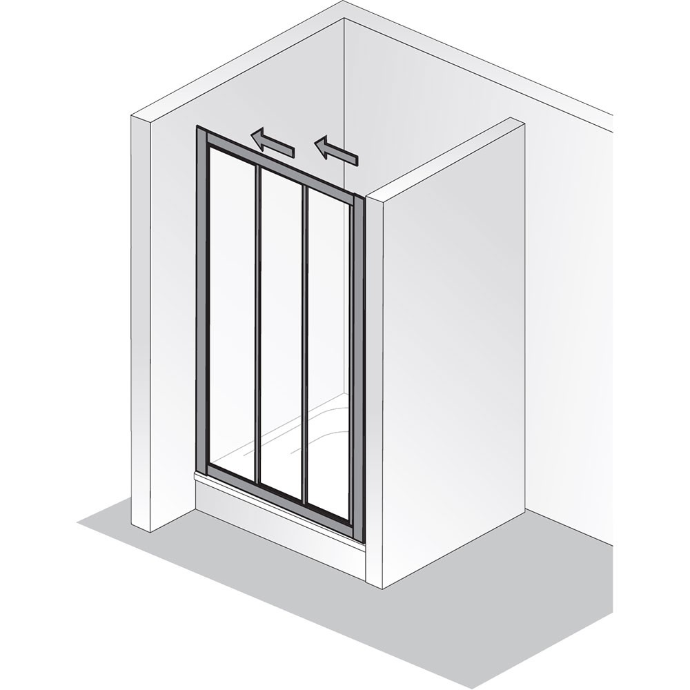 HSK Favorit Gleittür Nische 3-teilig Kunstglas SpeedLine