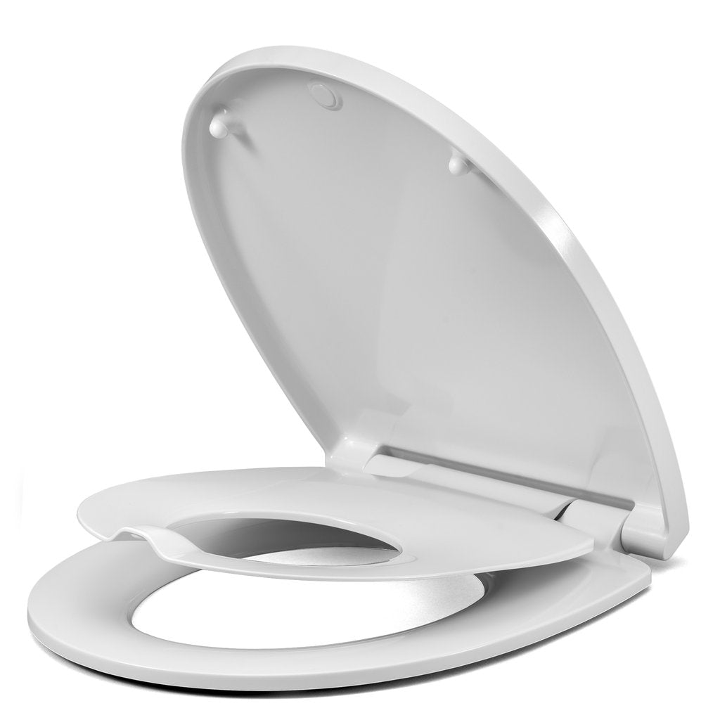 WC-Sitz C490 Family oval mit Kindersitz-Einlage, TakeOff EasyClean ® (abnehmbar), SoftClose® Absenkautomatik, Duroplast, weiss