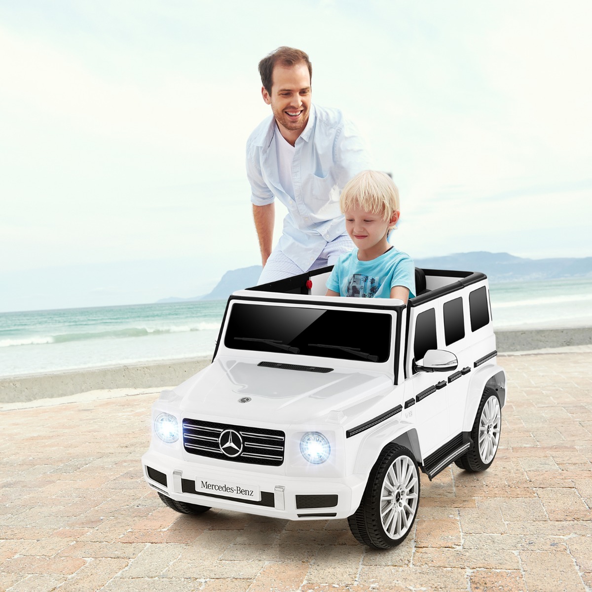 Elektroauto für Kinder Mercedes Benz G500 Kinderauto Elektro mit Fernsteuerung Weiß