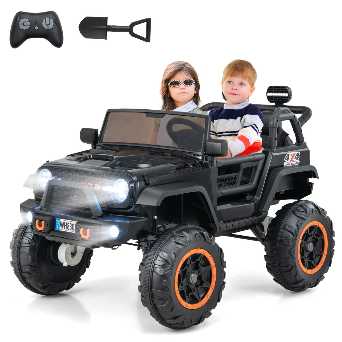 2-Sitzer Elektroauto für Kinder 24V Kinderfahrzeug mit Fernbedienung Schwarz 122 x 86 x 83 cm