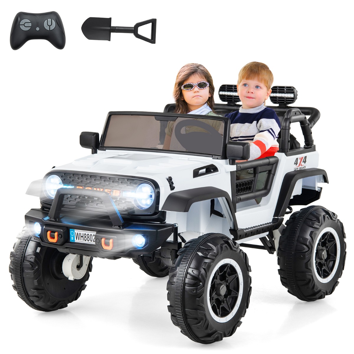 2-Sitzer Elektroauto für Kinder 24V Kinderfahrzeug mit Fernbedienung Weiß 122 x 86 x 83 cm