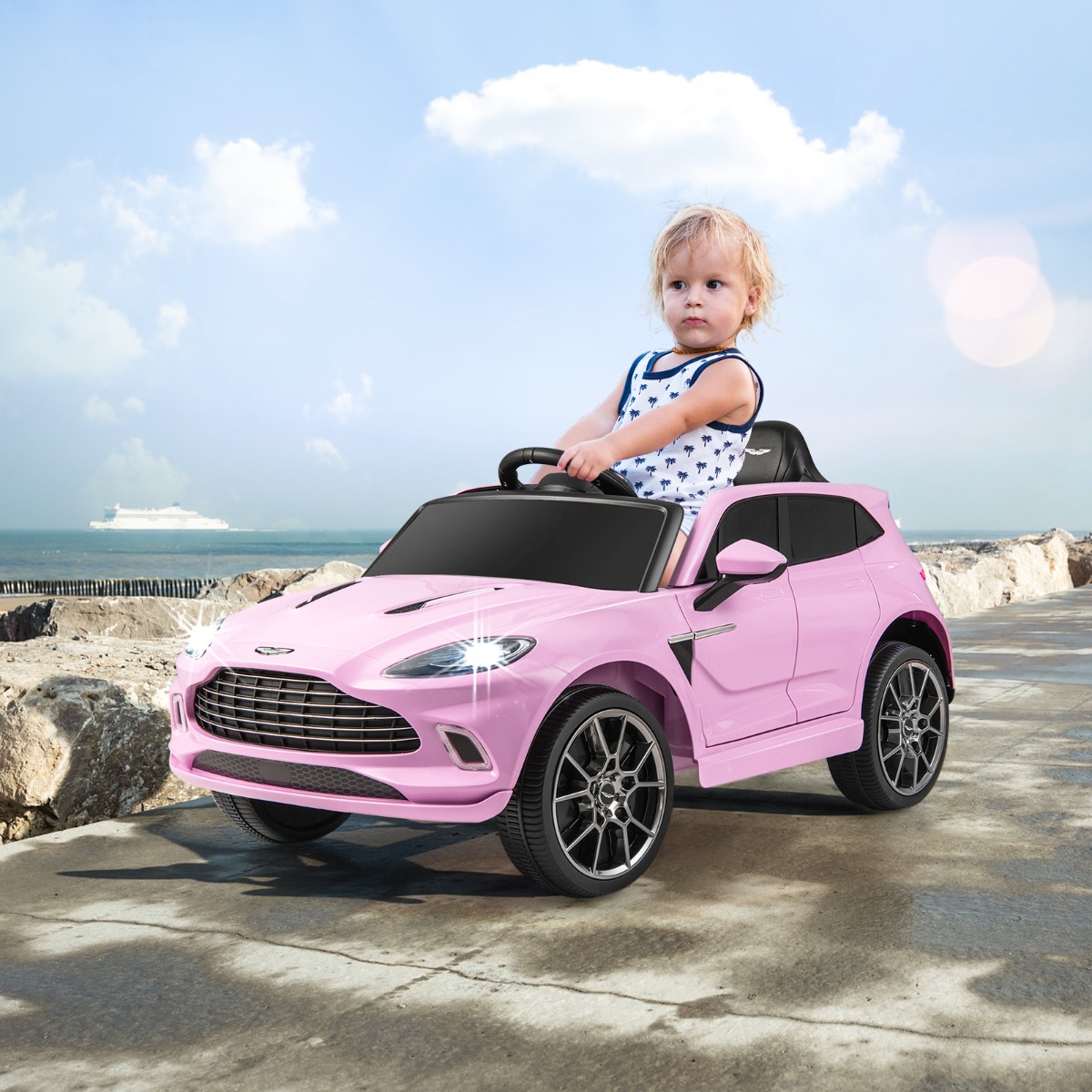 12V Aston Martin DBX Kinderauto mit 2,4G-Fernbedienung 1,4-2,5 km/h Rosa