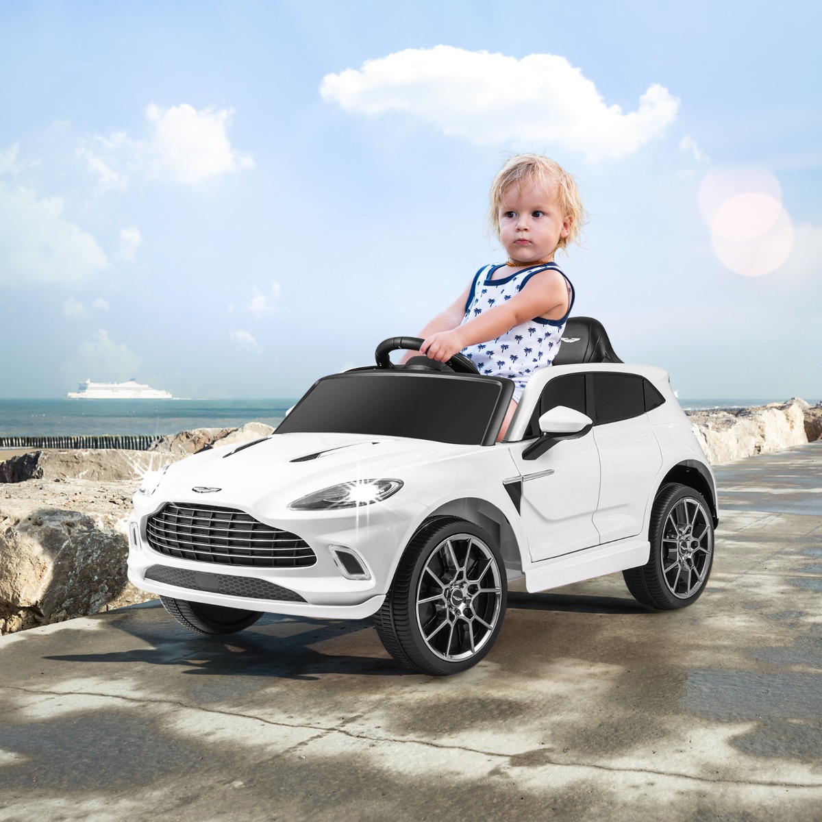 12V Aston Martin DBX Kinderauto mit 2,4G-Fernbedienung 1,4-2,5 km/h Weiß