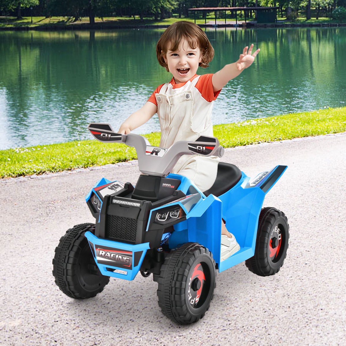 6V Kinder Quad Elektro mit Vorwärts-/ Rückwärtsschalter Kinderquad Mini Elektroquad Blau