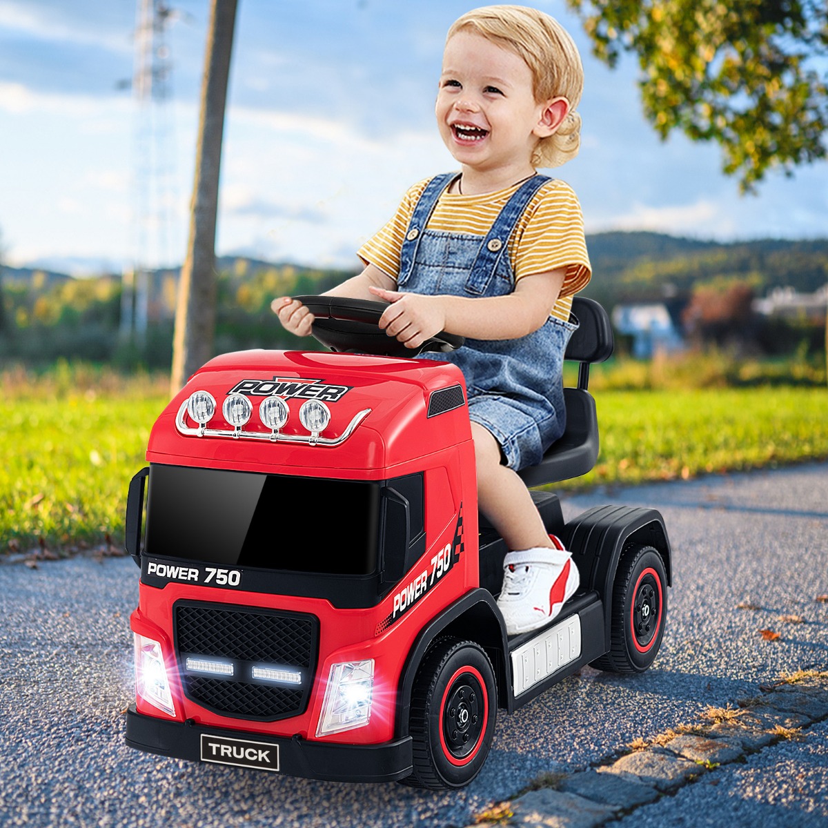 Elektrotruck für Kinder akkubetriebenes 6-V-Aufsitzspielzeug mit höhenverstellbarem Sitz 72 x 31 x 46 cm Rot