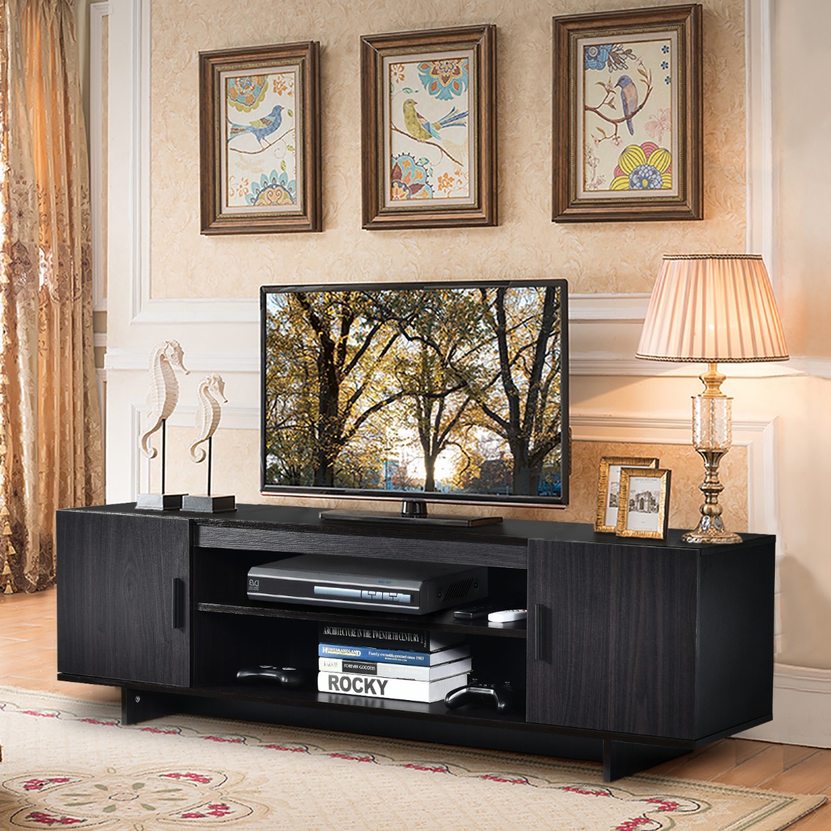 Fernsehschrank TV Schrank für TVs bis zu 65″ Medienkonsole mit 2 Schränken 152 x 40 x 45 cm