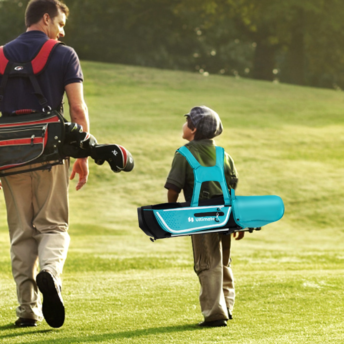 4-teiliges Kinder Golfschläger Set mit Golftasche & Regenhaube für Kinder von 5-7 Jahren Blau