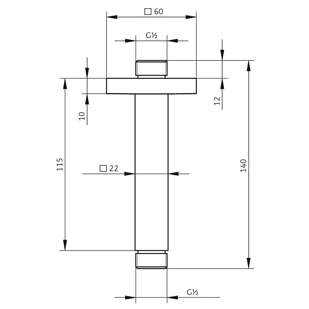 HSK Deckenarm, mit Rosette Eckig