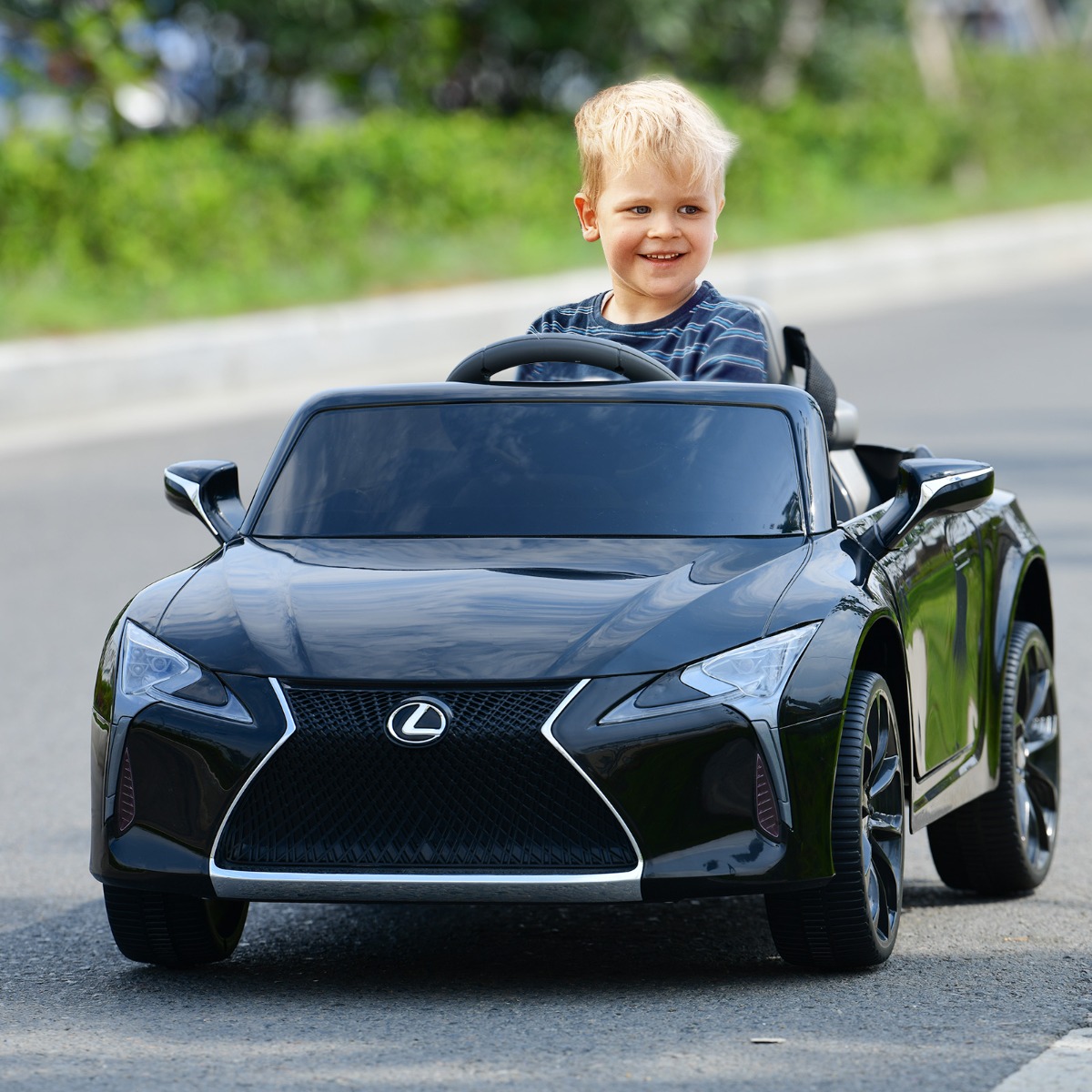 Kinder Elektroauto mit 2,4G Fernsteuerung & LED Leuchten & Musik Lexus LC500 Kinderfahrzeug Schwarz