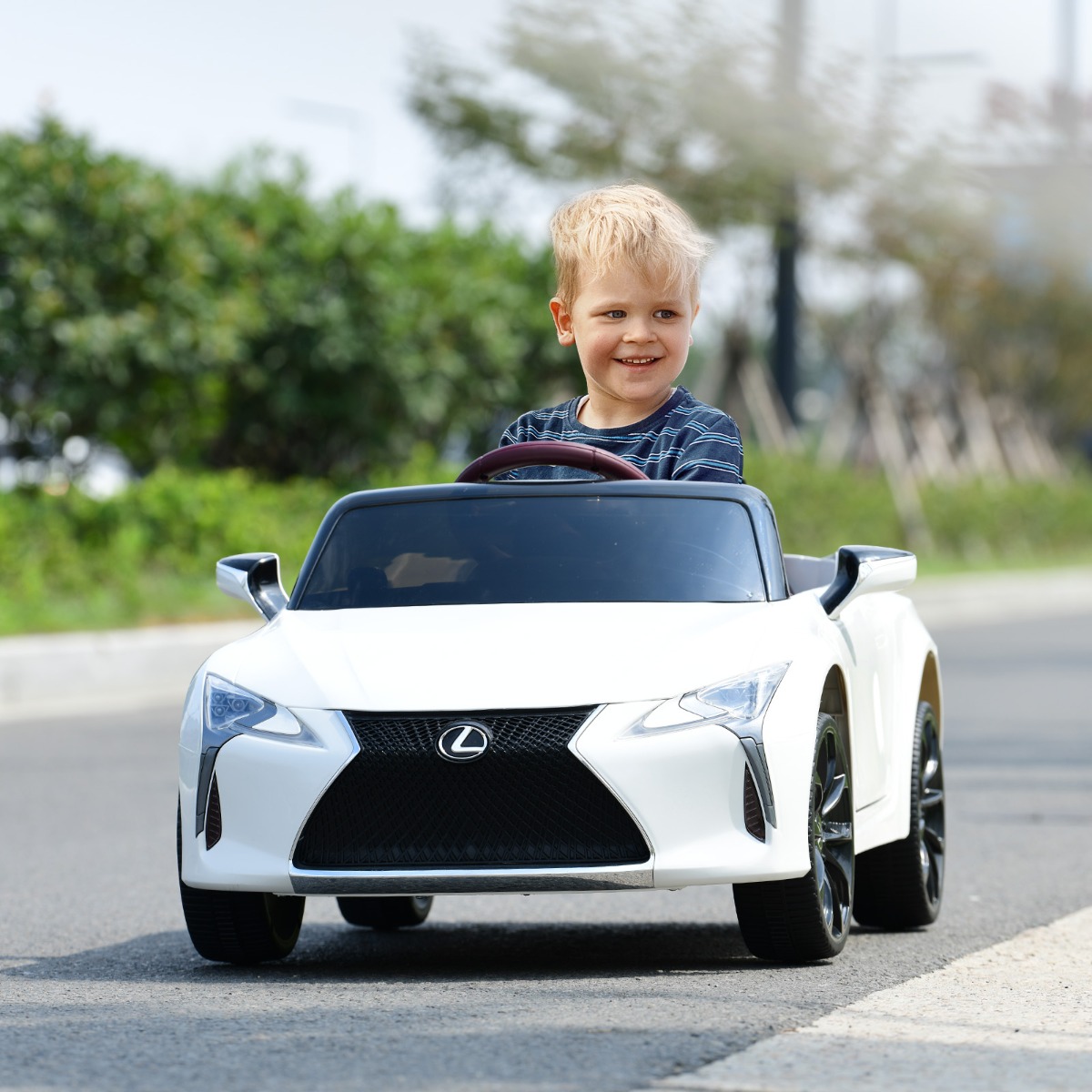 Kinder Elektroauto mit 2,4G Fernsteuerung & LED Leuchten & Musik Lexus LC500 Kinderfahrzeug Weiß