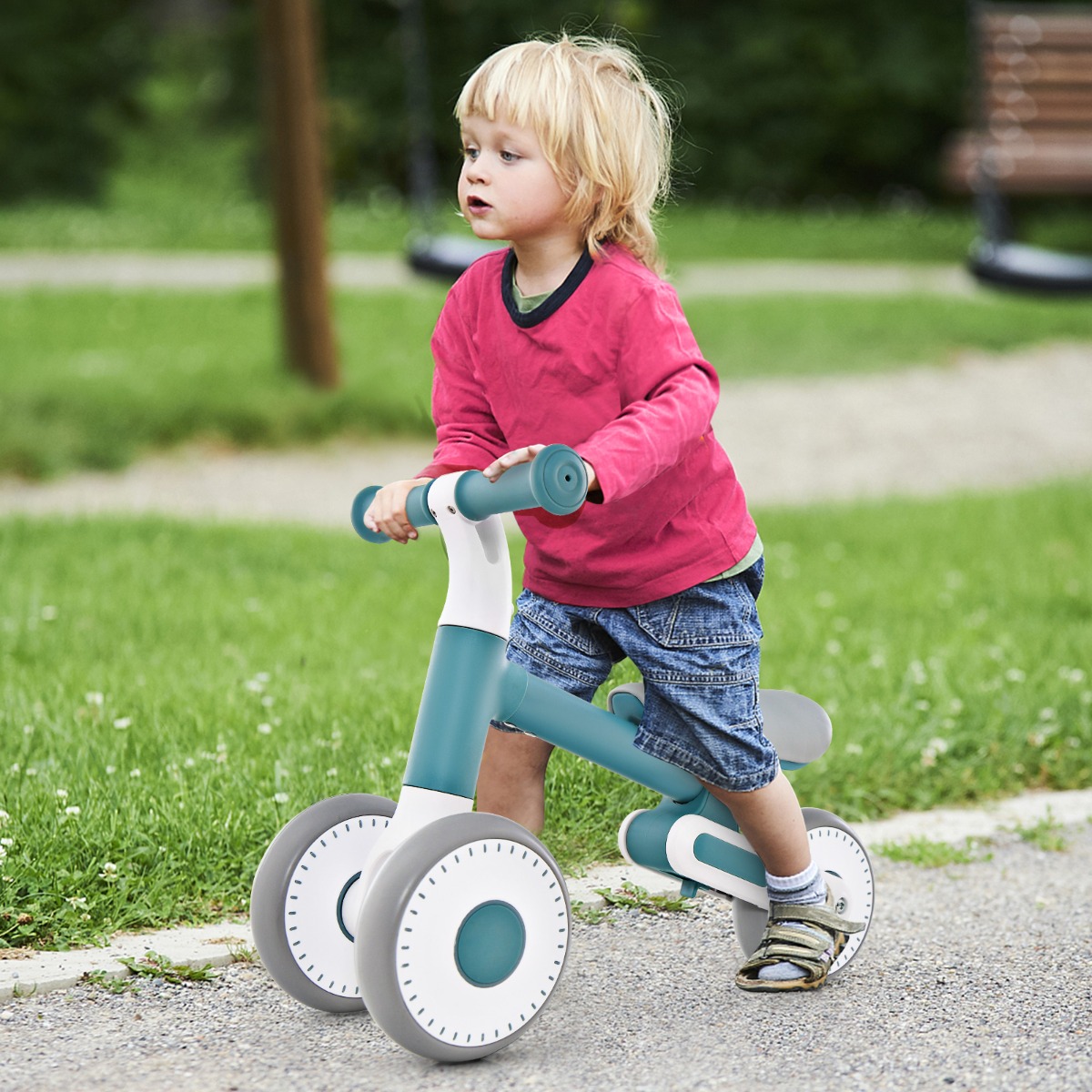 Kinder Laufrad mit Verstellbarer Sitzhöhe & Klappbarem Design Lauflernrad ab 1 Jahre Blau