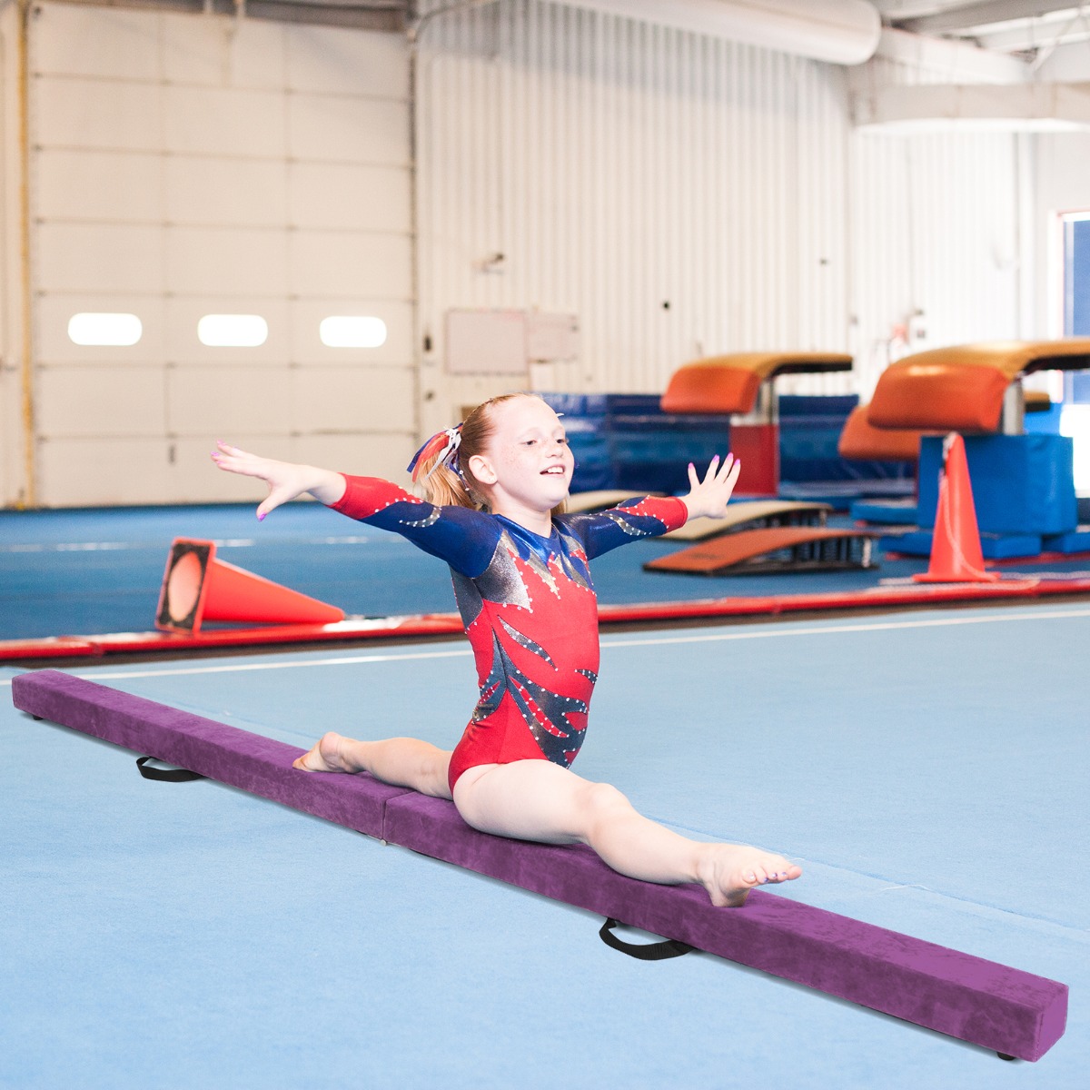 2,1M Schwebebalken Gymnastik Training zusammenfaltbar Strapazierfähig Fitness-Lila