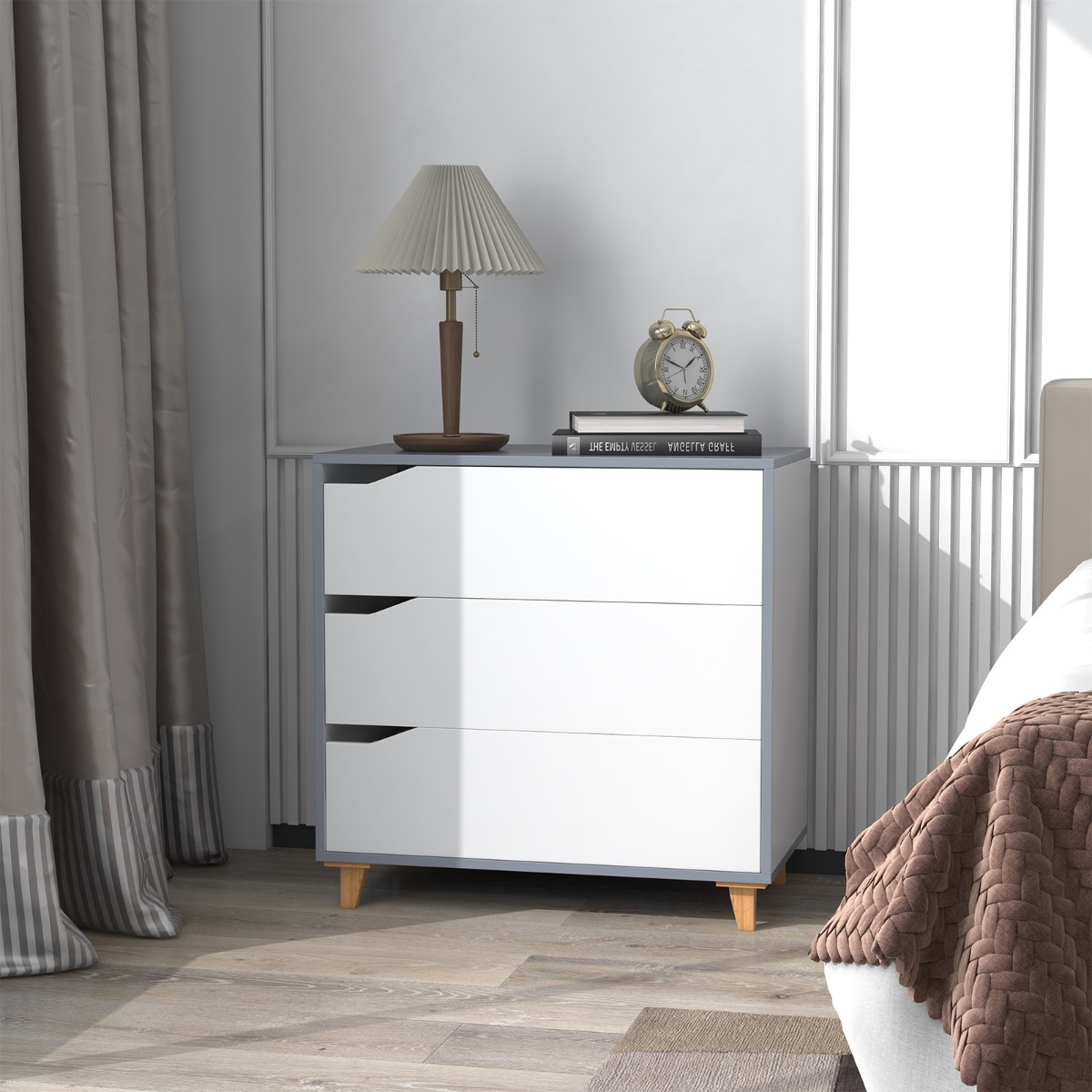 Moderne Kommode mit Schubladen Sideboard Schubladenschrank für Schlafzimmer & Garderobe Weiß