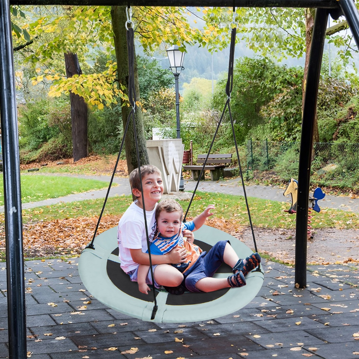 Nestschaukel Kinderschaukel Baumschaukel Hängeschaukel Ø 100 cm Grün-Wald