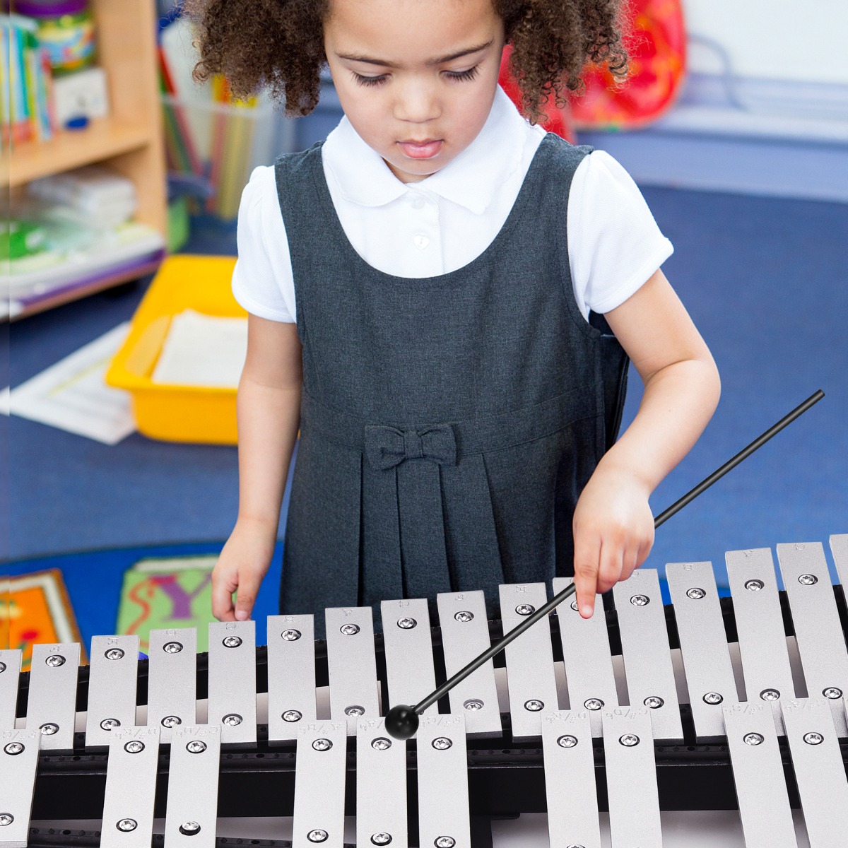 32 Tönen Xylophon Glockenspiel mit Verstellbarem Ständer & Schlägeln und Tragetasche Alu