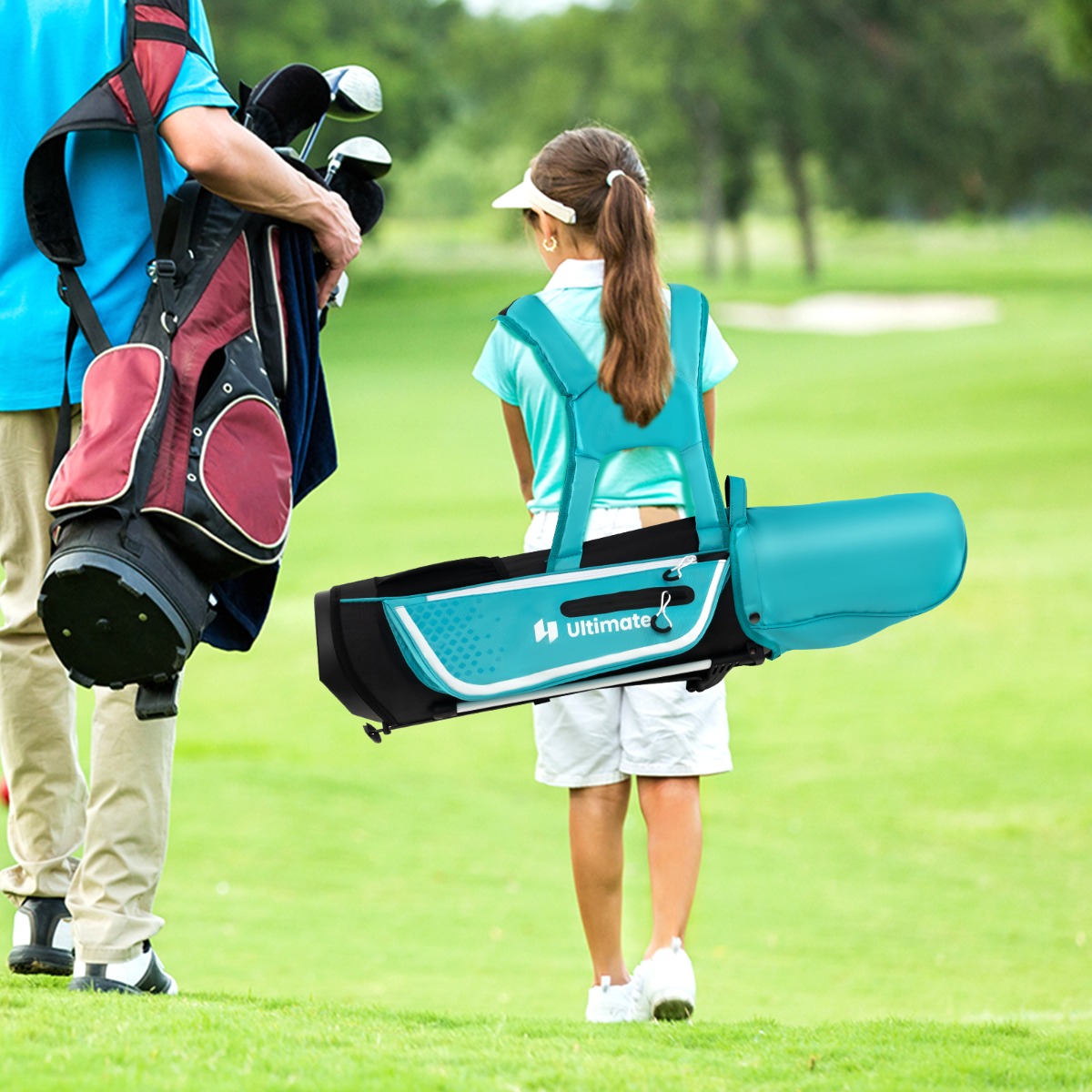 4-teiliges Kinder Golfschläger Set mit Golftasche & Regenhaube für Kinder von 8-10 Jahren Blau