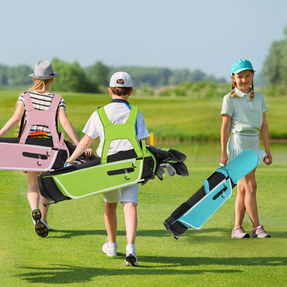 6-teiliges Kinder Golfschläger Set mit Golftasche & Regenhaube für Kinder von 11-13 Jahren Blau