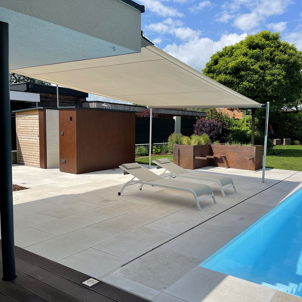 Aufrollbares Sonnensegel SHADE INOX | 5×4 m | Stoff: Uni, sand