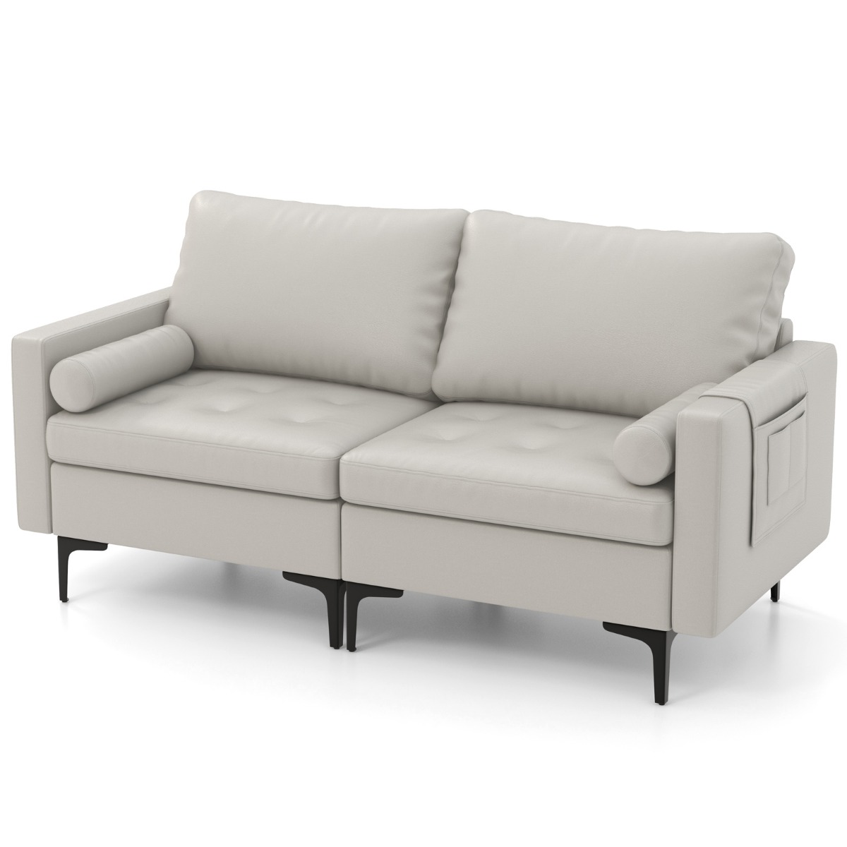 2 Sitzer Sofa Schlafsofa 2 Sitzer mit Lehne Gepolsterter Sessel Hellgrau 172 x 78 x 80 cm