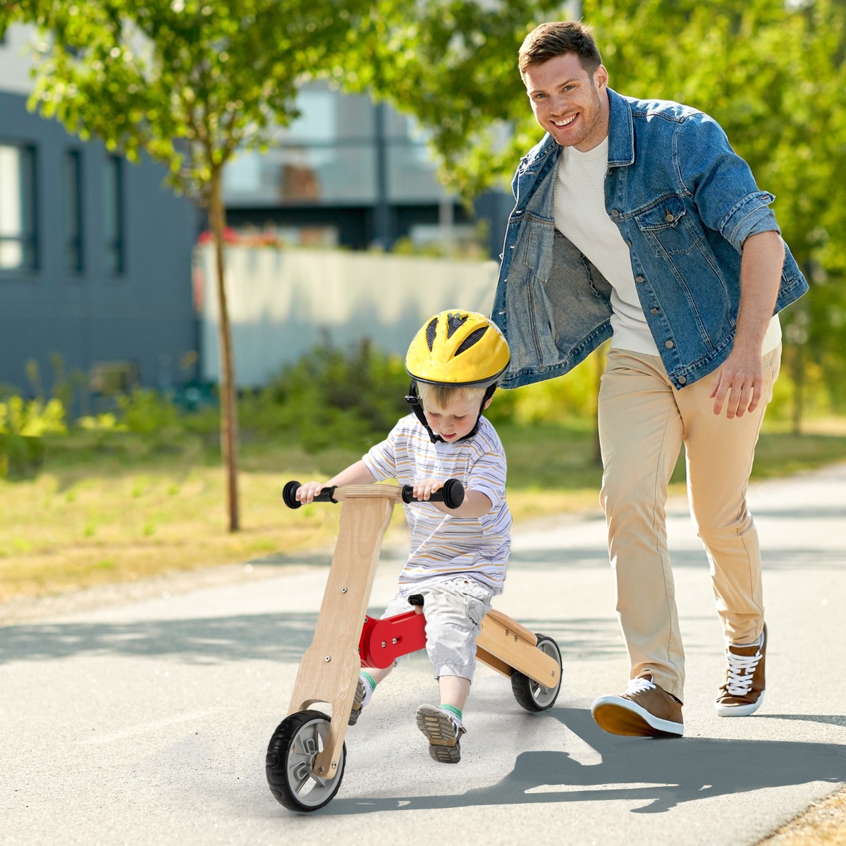 2 in 1 Umwandelbarer Kinderroller Laufrad mit Rutschfestem Lenker & Abnehmbarem Sitz