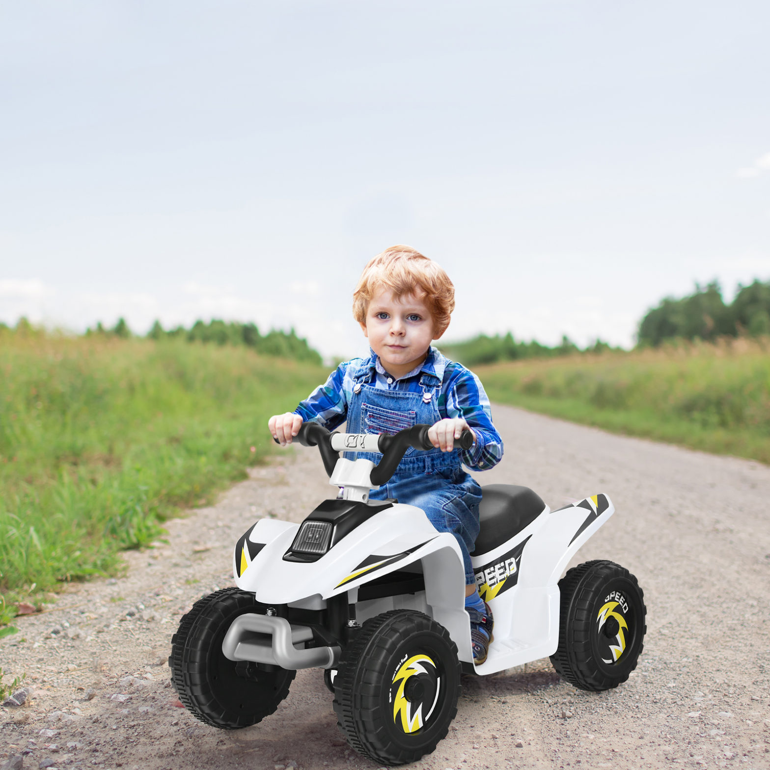 6V Batteriebetriebenes Quad Mini Quad für Kleinkinder 73 x 40 x 44,5 cm Weiß