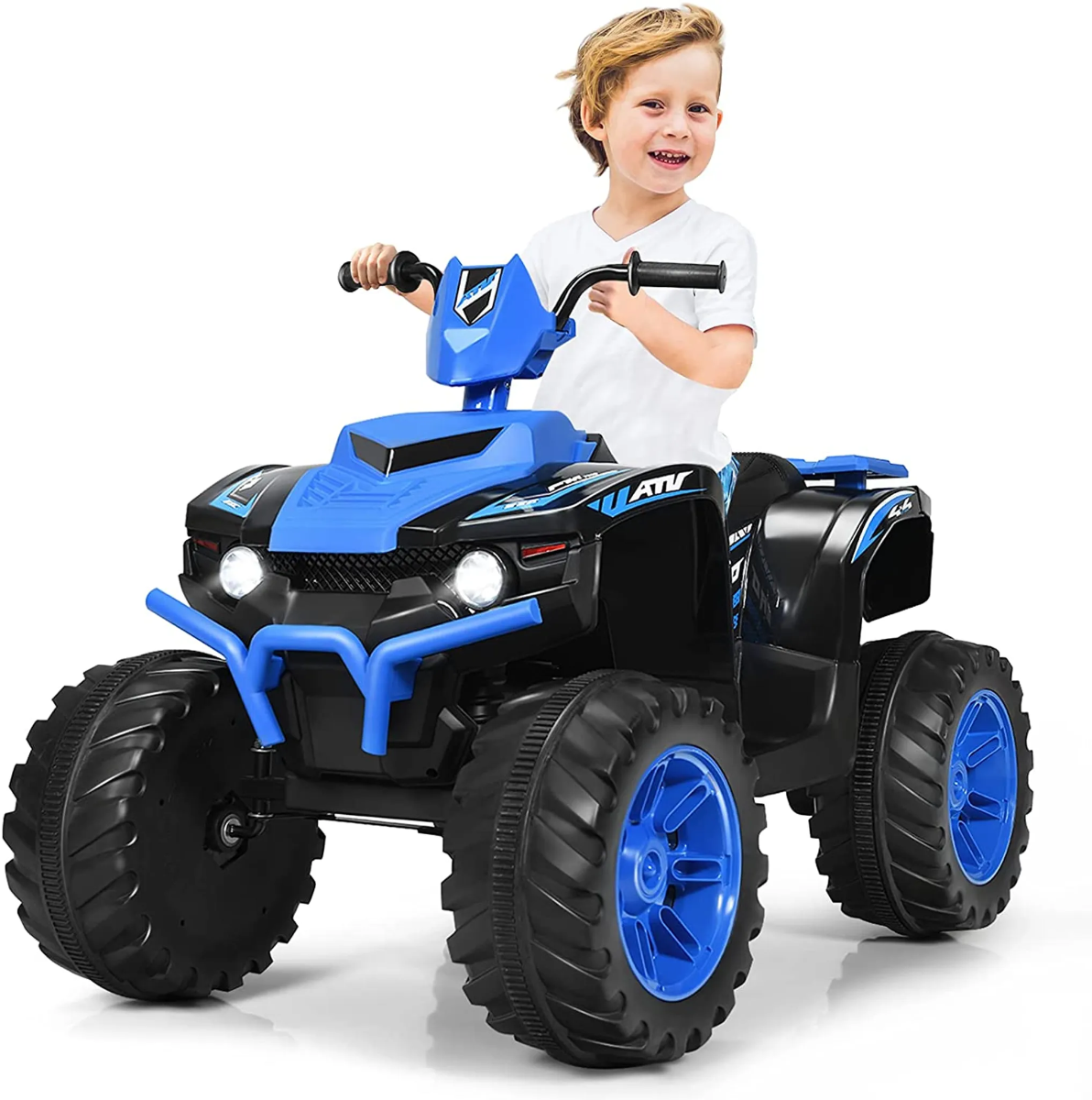 12V Elektro Kinderquad mit Scheinwerfer Mini Elektroquad mit Musik & Hupe 4 Räder Kinder Quad 2,8-5 km/h für Kinder ab 3 Jahren Blau