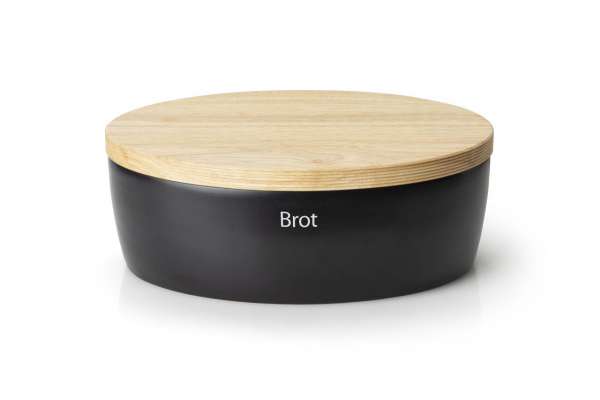 Continenta Brottopf oval mit Holzdeckel schwarz