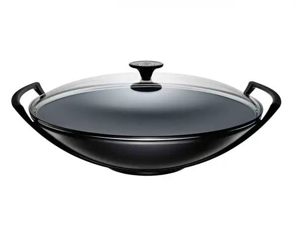 Le Creuset Gusseisen Wok 36 cm schwarz