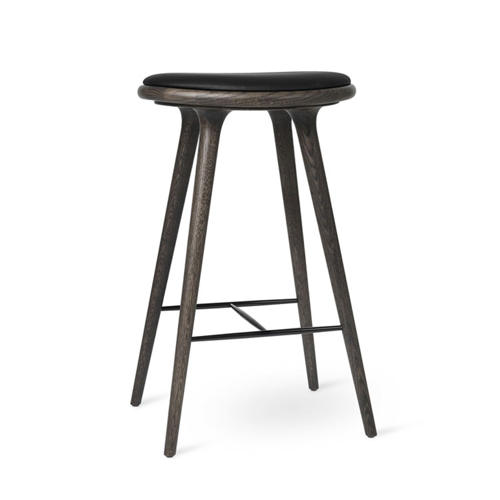 Mater – High Stool – gepolsterter Design Barhocker aus Holz und Leder