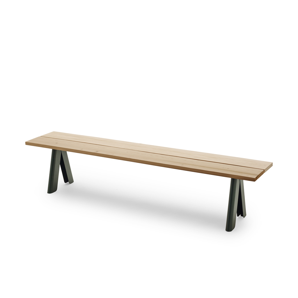 Skagerak – Overlap Bench –  Gartenbank aus Holz und Stahl ohne Lehne