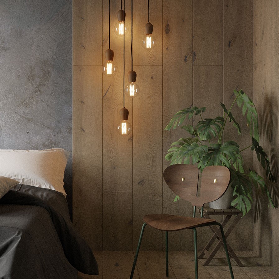 Nordic Tales – Bright Sprout – Designer-Lampe als Glühbirne mit Holz