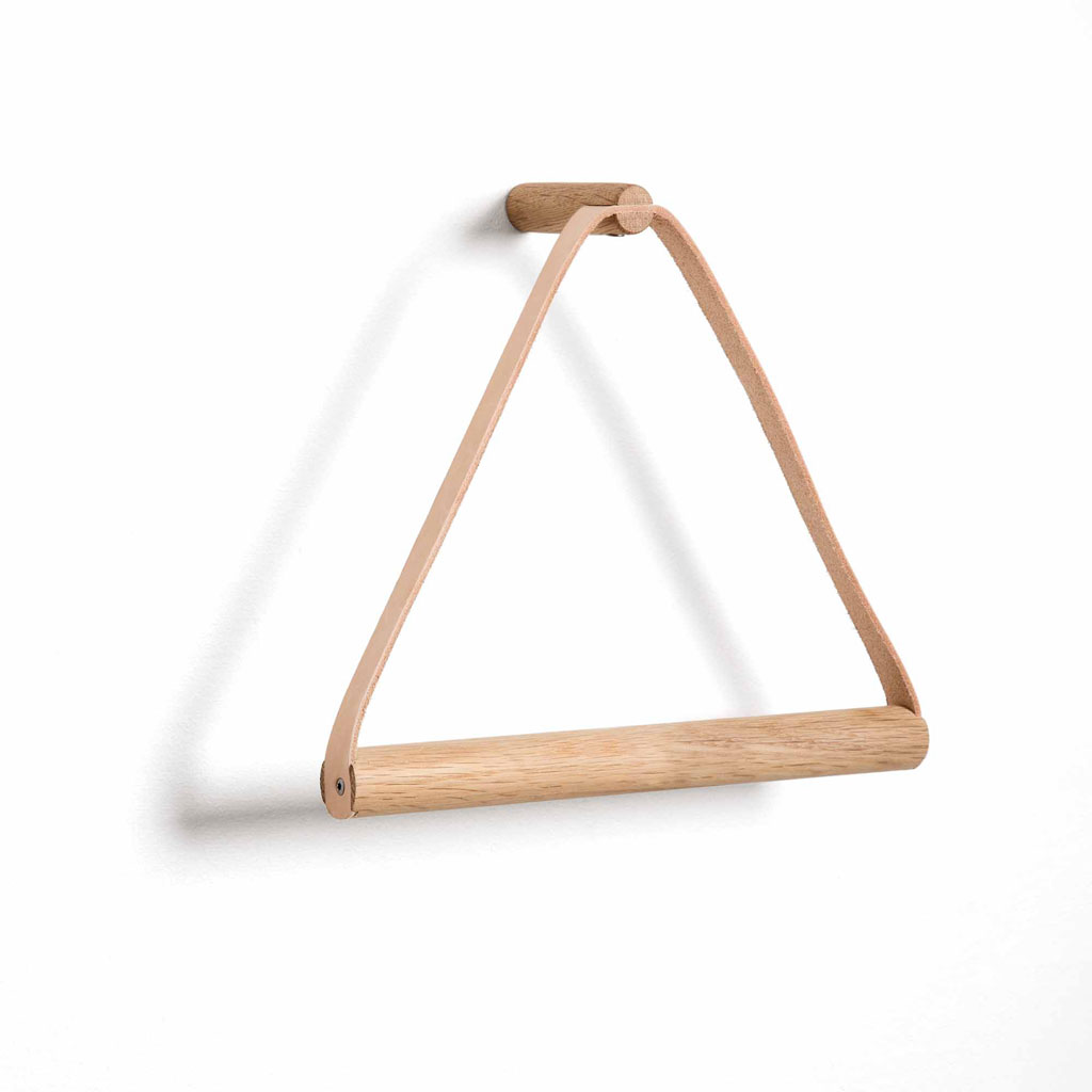 EKTA Living – Towel Hanger – Handtuchhalter für die Wand aus Holz & Leder