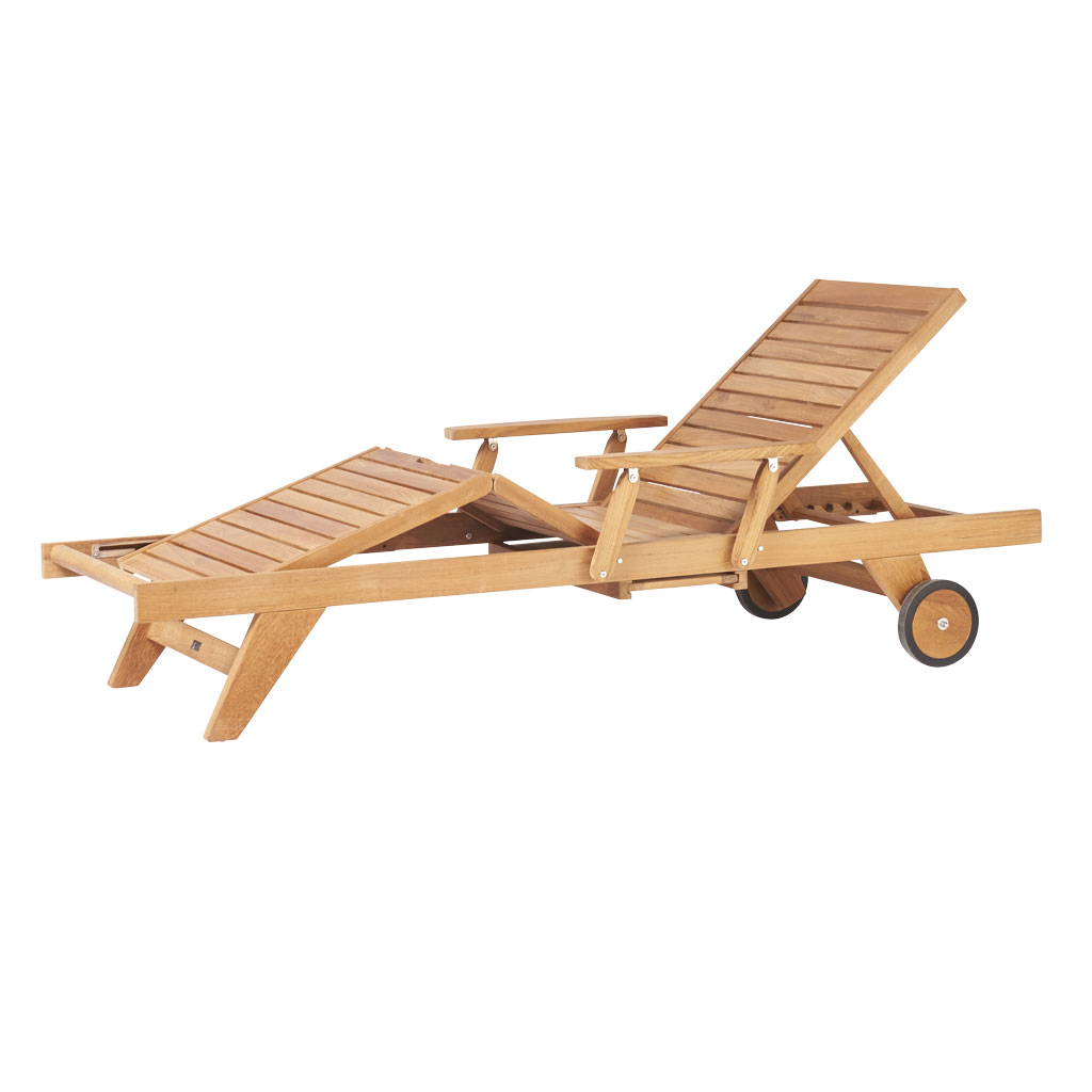 Traditional Teak – Leah – Relaxliege aus Massivholz mit Seitentischen