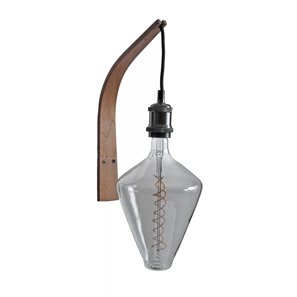 LeuchtNatur – Arcus – Wandlampe mit Holzhalterung und großer Glühbirne