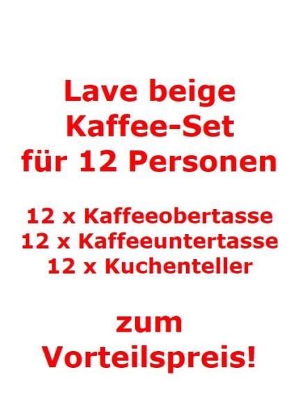 like. by Villeroy & Boch Lave beige Kaffee-Set für 12 Personen / 36 Teile