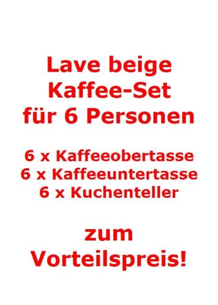 like. by Villeroy & Boch Lave beige Kaffee-Set für 6 Personen / 18 Teile