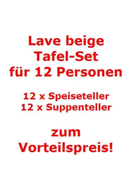 like. by Villeroy & Boch Lave beige Tafel-Set für 12 Personen / 24 Teile