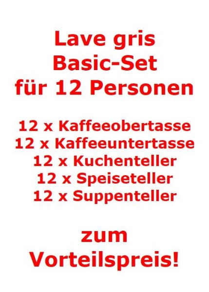 like. by Villeroy & Boch Lave gris Basic-Set für 12 Personen / 60 Teile