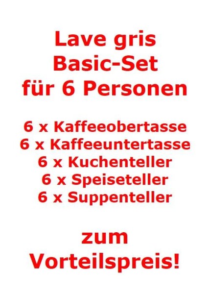 like. by Villeroy & Boch Lave gris Basic-Set für 6 Personen / 30 Teile