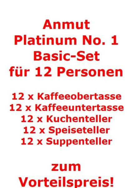 Villeroy & Boch Anmut Platinum No.1 Basic-Set für 12 Personen / 60 Teile