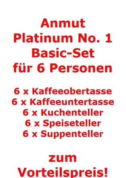 Villeroy & Boch Anmut Platinum No.1 Basic-Set für 6 Personen / 30 Teile