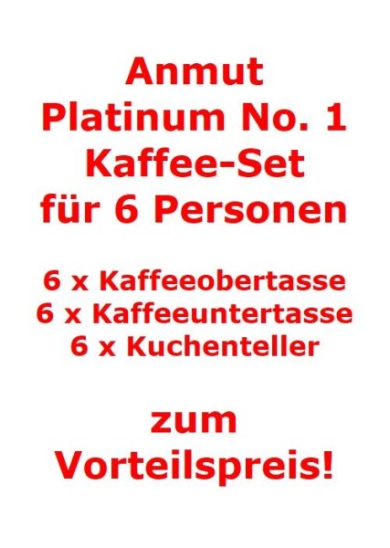 Villeroy & Boch Anmut Platinum No.1 Kaffee-Set für 6 Personen / 18 Teile