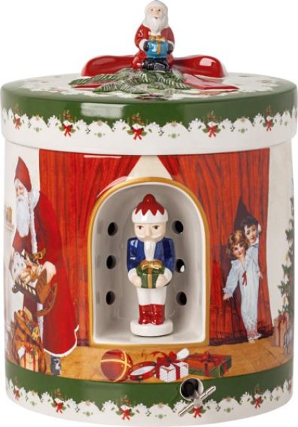 Villeroy & Boch Christmas Toys Geschenkpaket groß rund: Santa bringt Geschenke 17x17x21,5cm