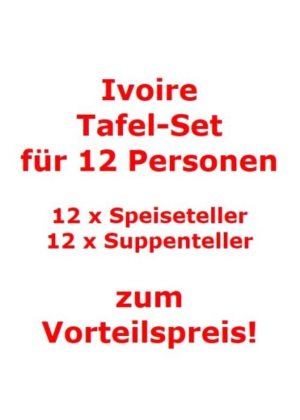 Villeroy & Boch Ivoire Tafel-Set für 12 Personen / 24 Teile