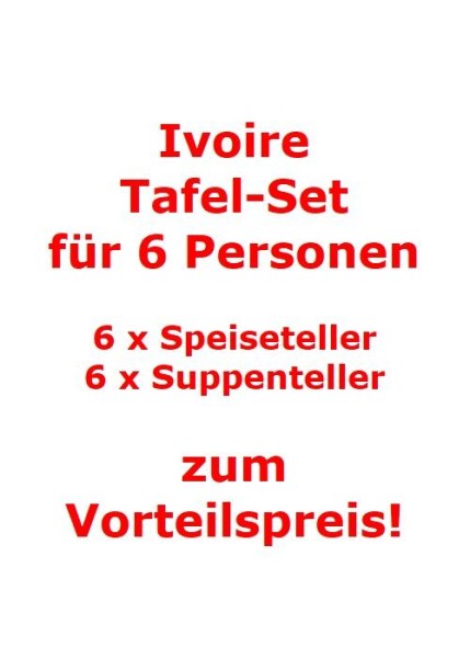 Villeroy & Boch Ivoire Tafel-Set für 6 Personen / 12 Teile